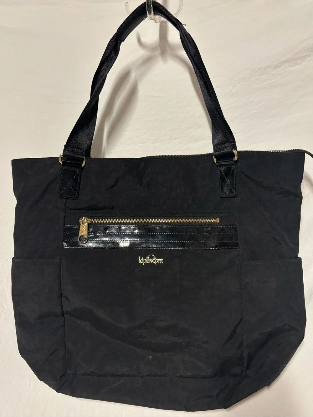 Kipling Black Everyday Travel Gym Baby Large Tote Bag with Front Zip Pocket